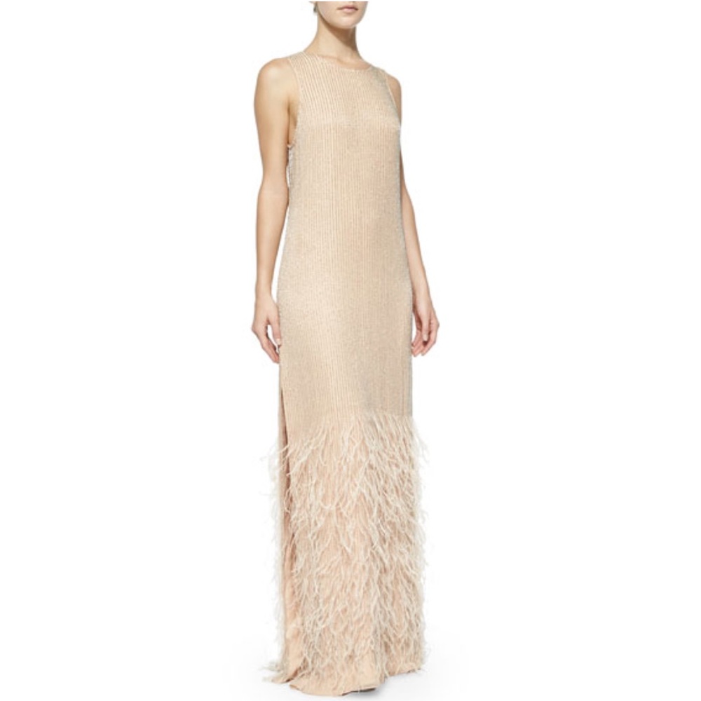 Parker Black
Ryland Sleeveless Beaded Gown W/ Feather Hem NWT $594 size 2